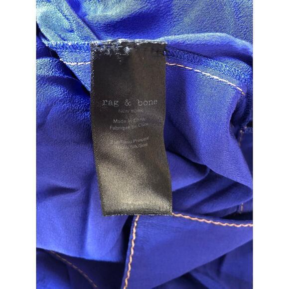 Rag & Bone Shields Top Silk Long Sleeve V-Neck Blouse Electric Blue Small - Picture 9 of 12